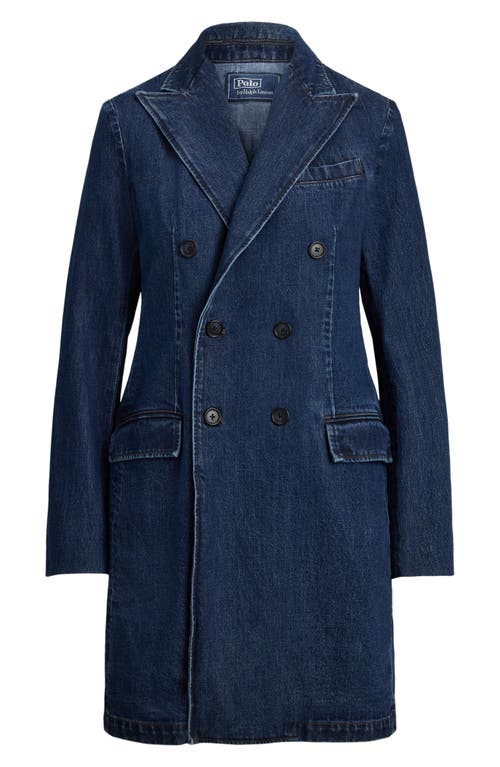 Polo Ralph Lauren Rigid Denim Double Breasted Coat In Blue