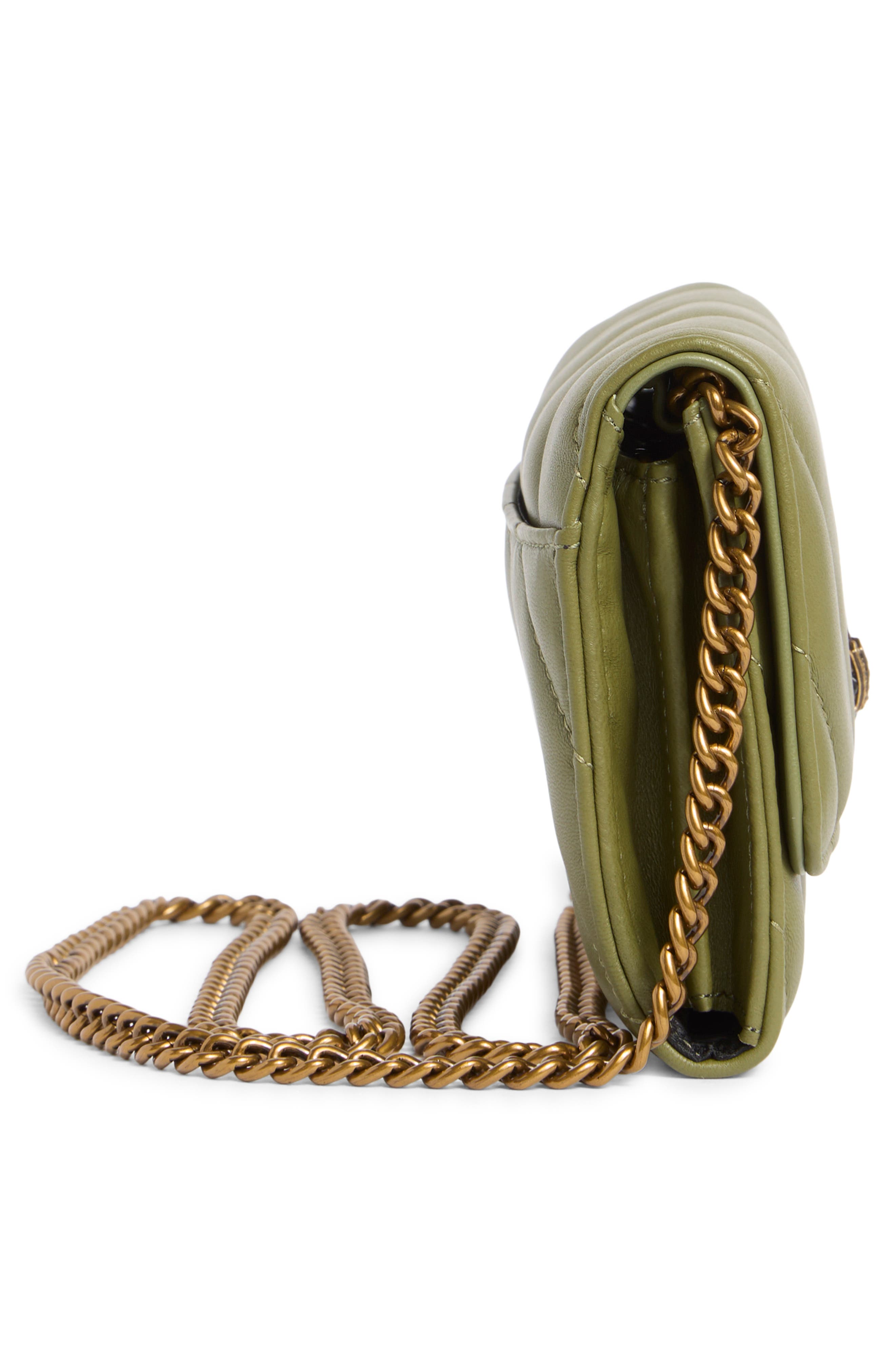 Kurt Geiger London Soho Leather Wallet on Chain, Alternate, color, Medium Green