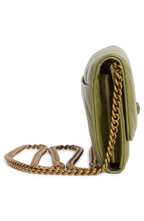 Kurt Geiger London Soho Leather Wallet On Chain In Green