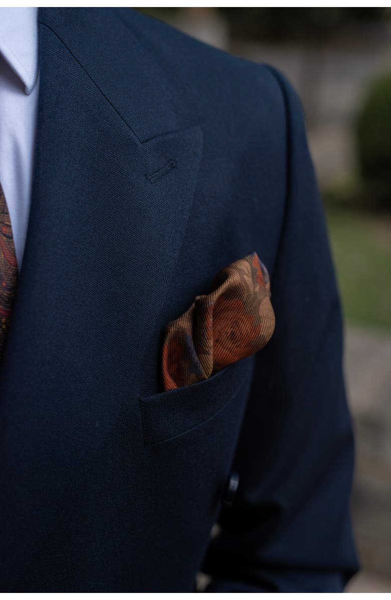 Elizabetta Vico - Double Sided Silk Pocket Square for Men, Alternate, color, Clay Brown