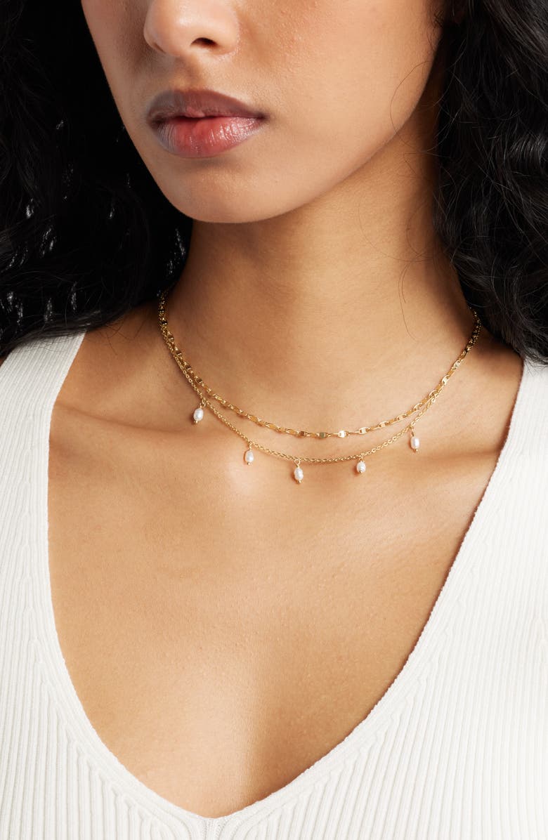 Chelsea28 Set of 2 Genuine Freshwater Pearl
Link Necklaces, Alternate, color, White- Gold