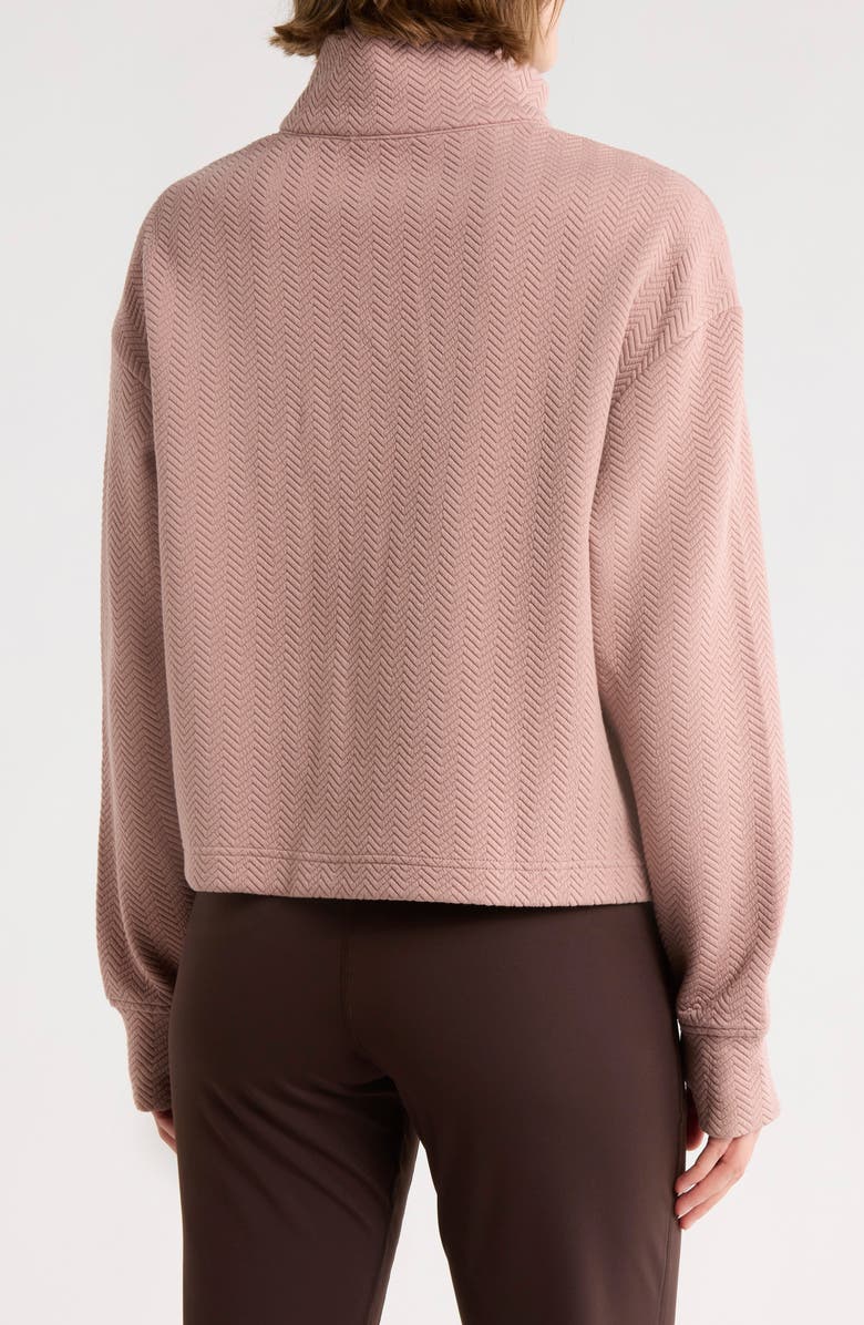 Z by Zella After Match Chevron Quarter Zip Sweatshirt, Alternate, color, Pink Fawn