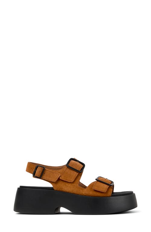 Camper Tasha Platform Sandal In Medium Brown