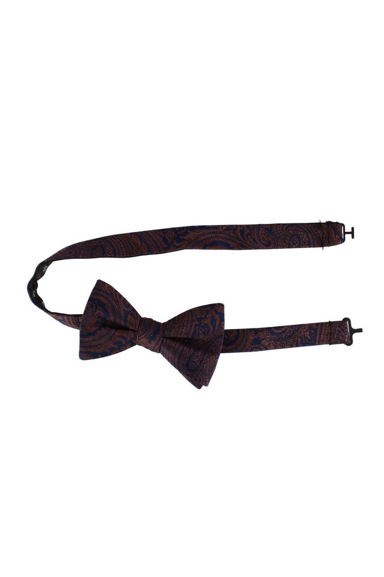 Sobee Paisley Silk Bow Tie, Alternate, color, Brown