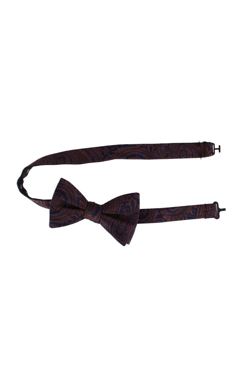 Trafalgar Sobee Paisley Silk Bow Tie, Alternate, color, Brown