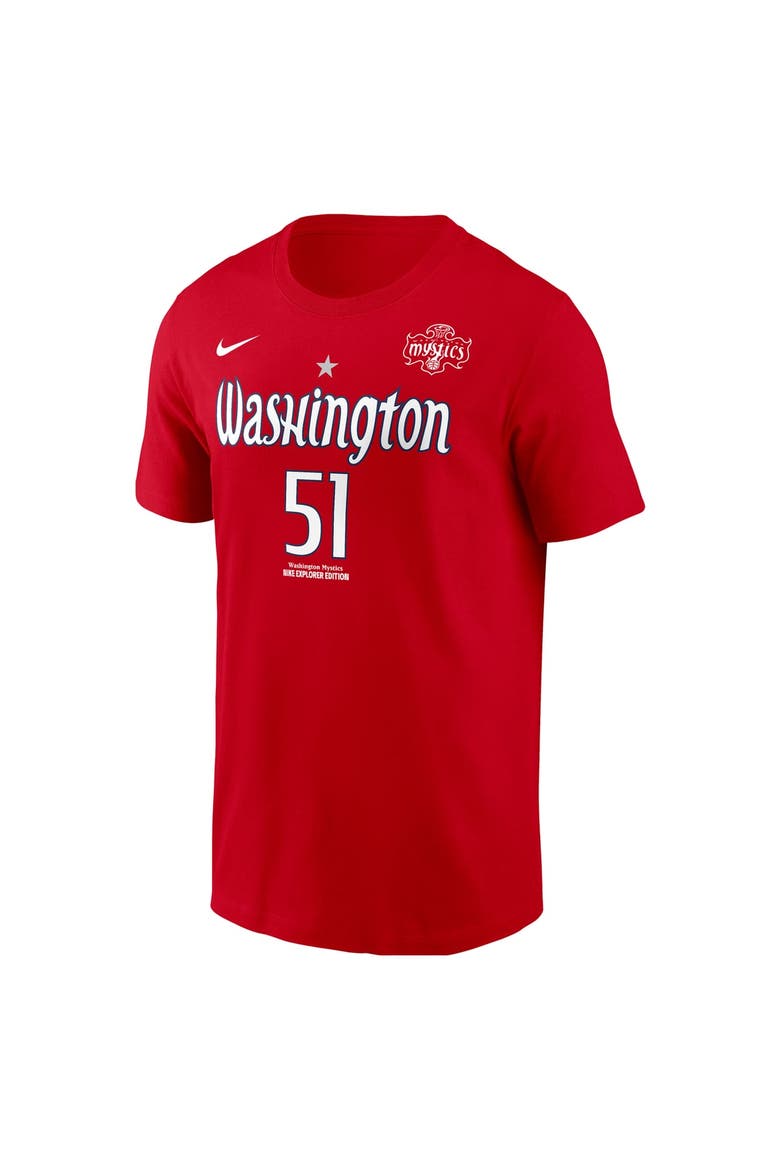 Men's Nike Lauren Betts Red Washington Mystics Explorer Edition Name & Number T-Shirt, Alternate, color, Red