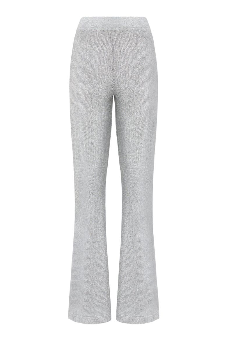 Lamé Fabric Flare Trousers, Alternate, color, Light Blue