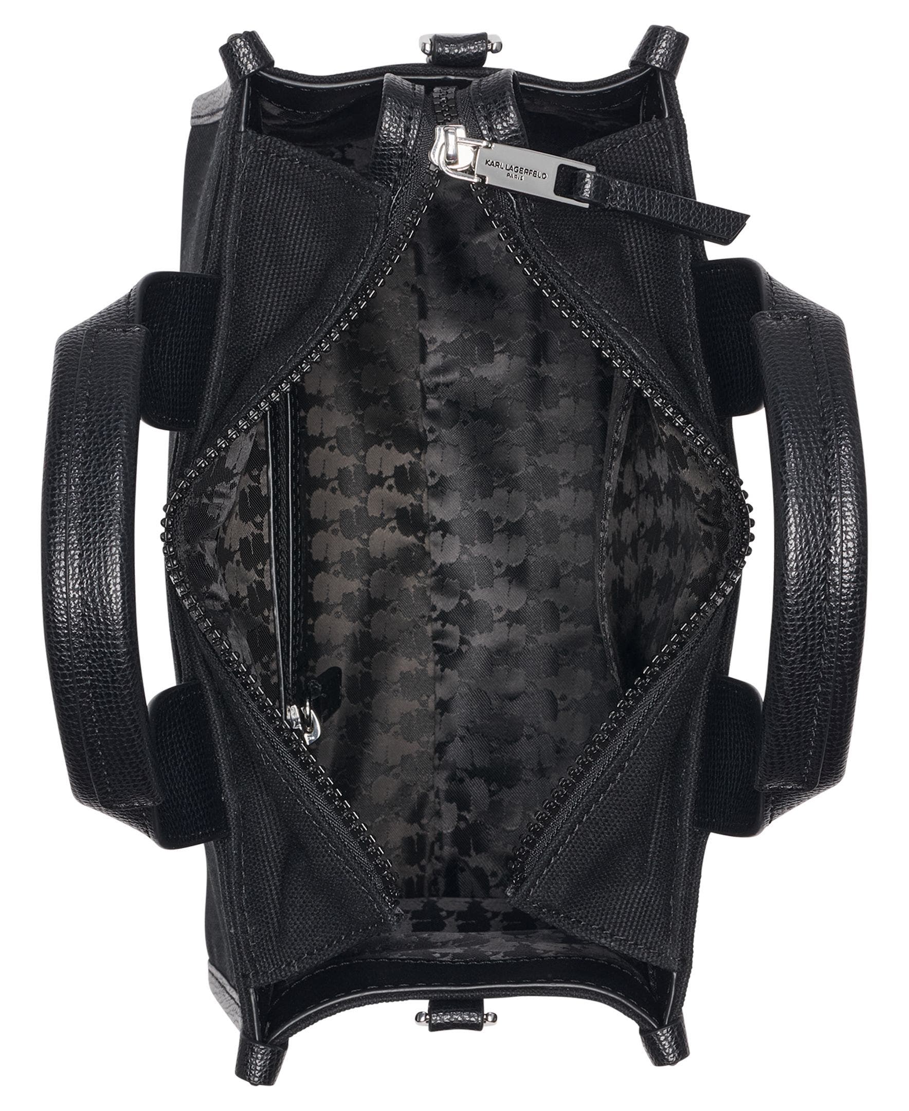 KARL LAGERFELD PARIS Kristina Knit Satchel with Pins, Alternate, color, Black