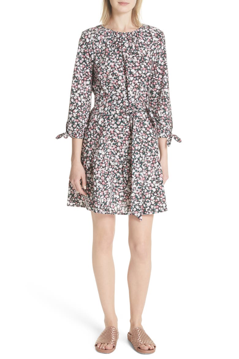 wildflower poplin dress, Main, color, BLACK