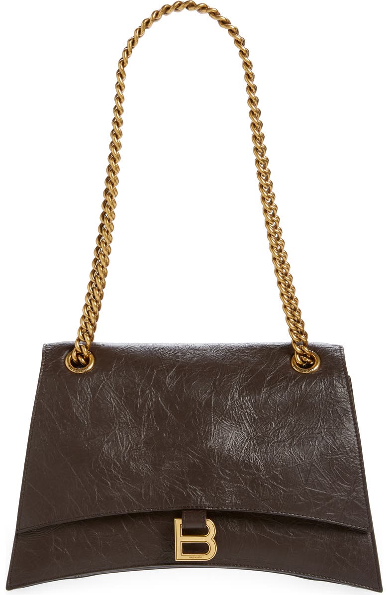 Balenciaga Crush Leather Shoulder Bag, Main, color,