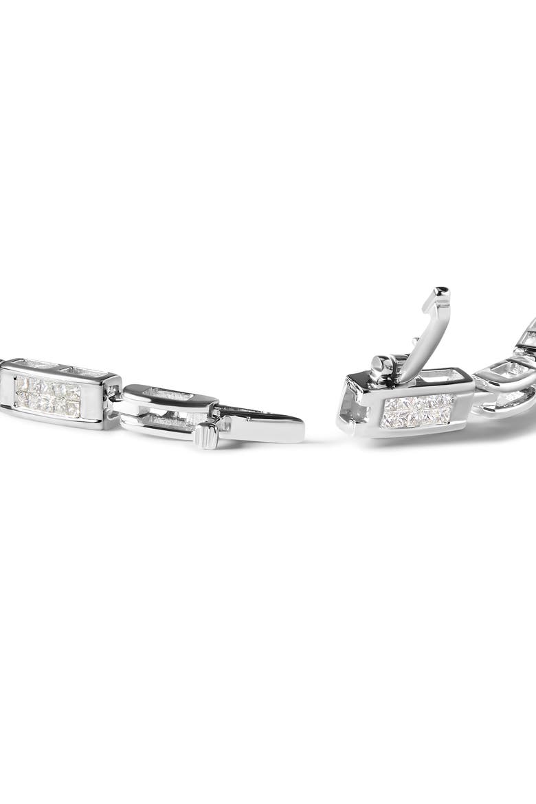 14K White Gold 1.0 Cttw Princess Diamond Station and Link Tennis Bracelet, Alternate, color, White
