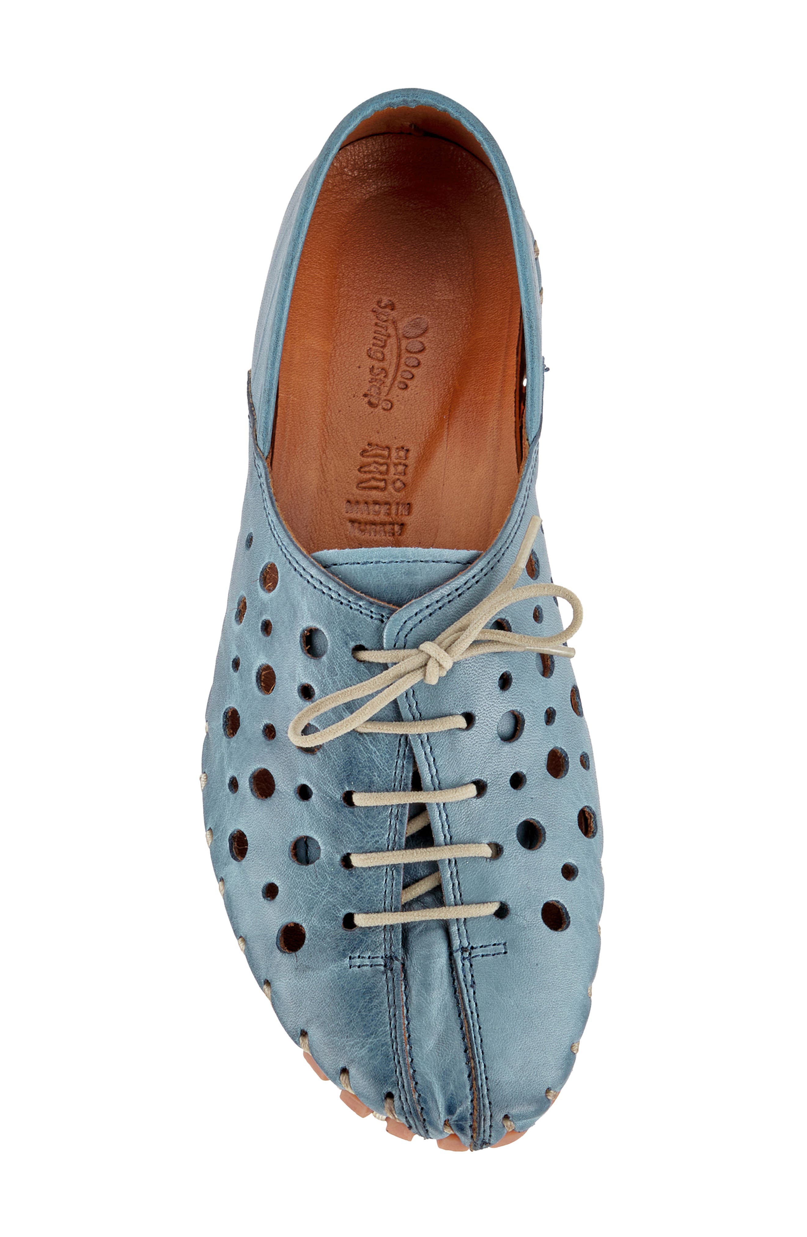 Spring Step Moonwalk Perforated Leather Shoe, Alternate, color, Blue