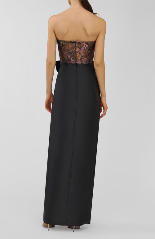 Kay Unger Vanessa Strapless Column Gown In Multi