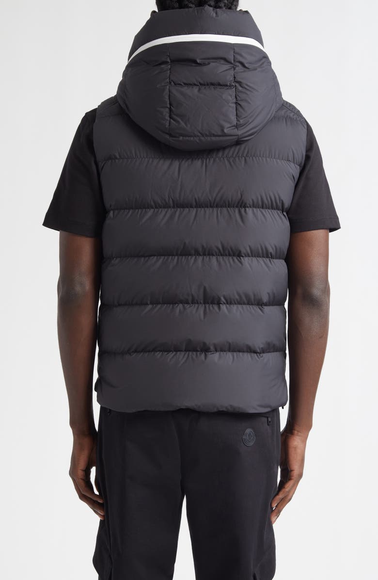 Moncler Cardamine Down Hooded Vest, Alternate, color, Black