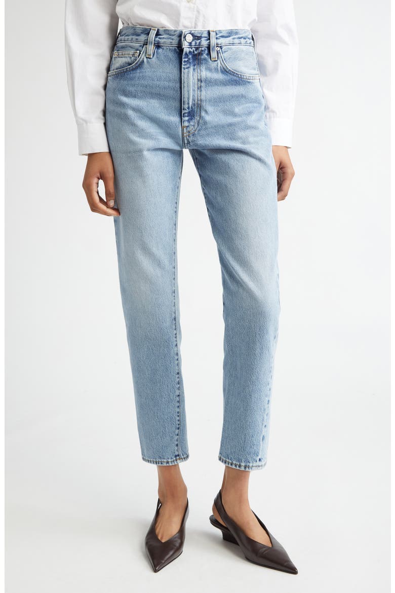Twisted Seam Organic Cotton Straight Leg Jeans, Main, color, WORN BLUE