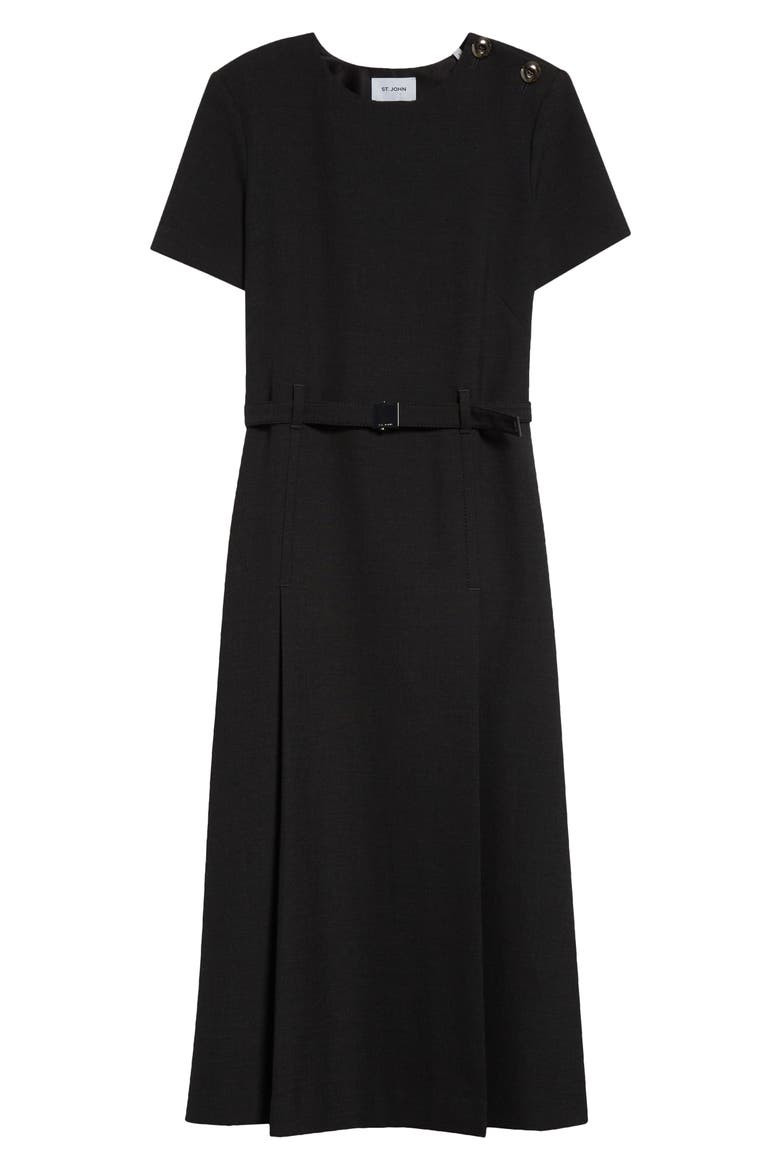 Luxe Ponte Belted A-Line Dress, Alternate, color, DARK HEATHER GREY
