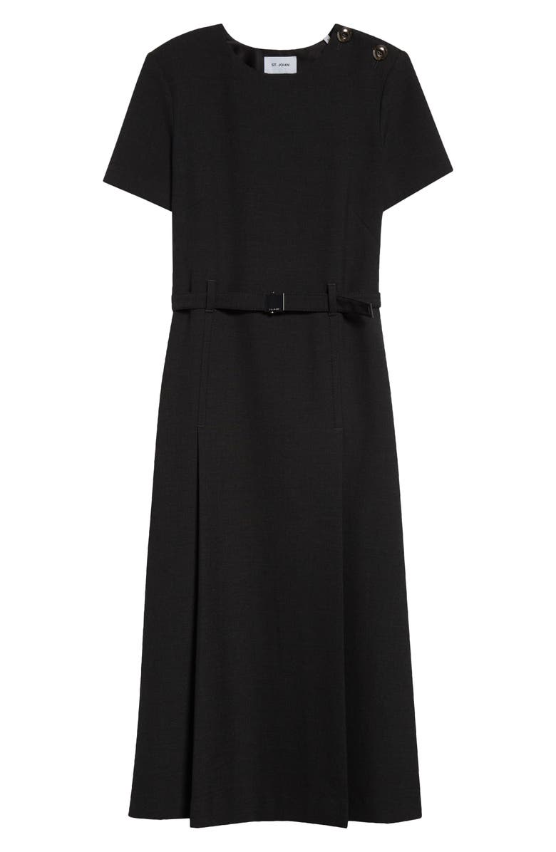 ST. JOHN Luxe Ponte Belted A-Line Dress, Alternate, color,