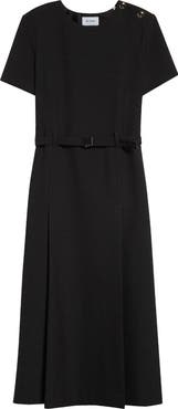 ST. JOHN Luxe Ponte Belted A-Line Dress