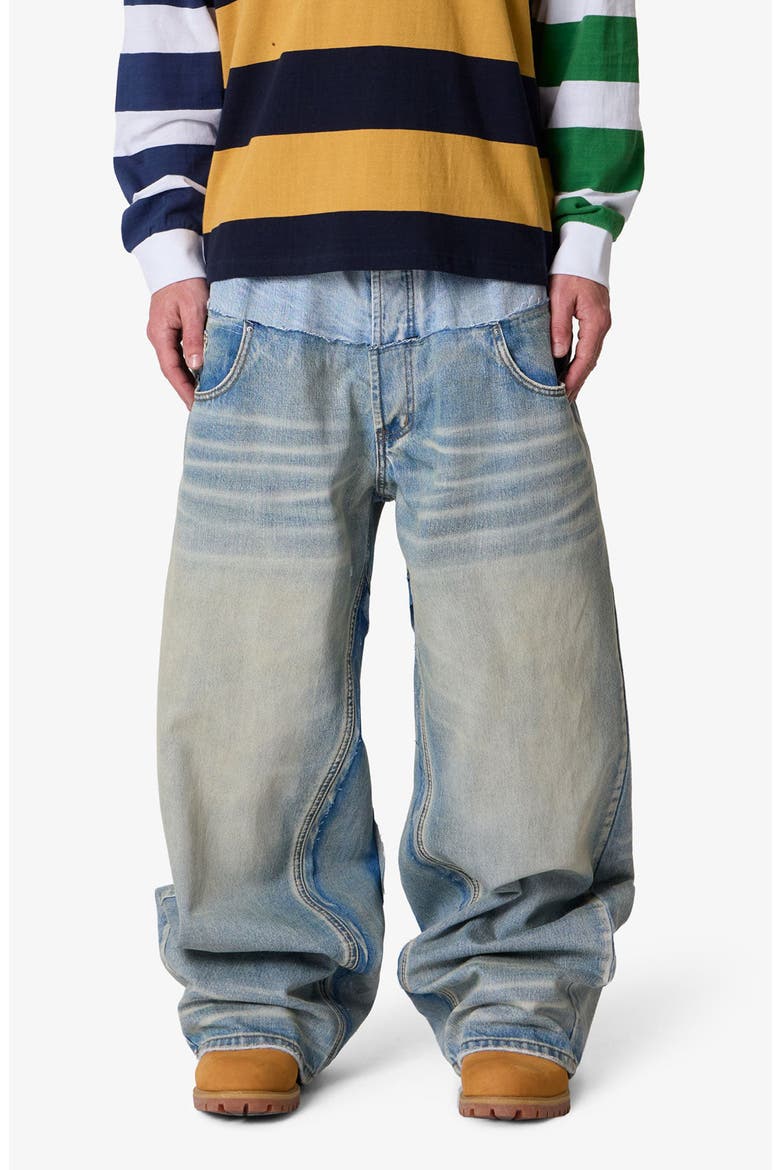 Mega Baggy Layered Denim Jeans, Main, color, MEDIUM BLUE