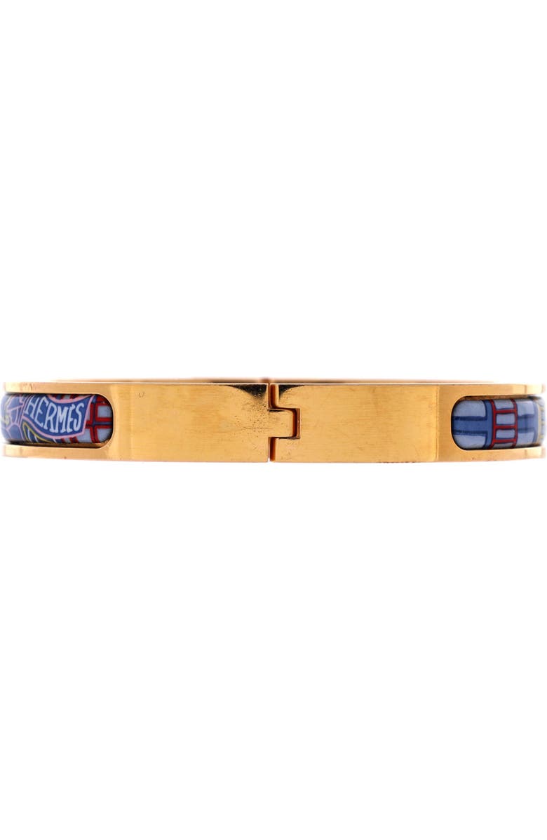 Pre-Owned Hermes Mini Clic Kelly Bracelet Metal and Printed Enamel Narrow, Alternate, color, Blue