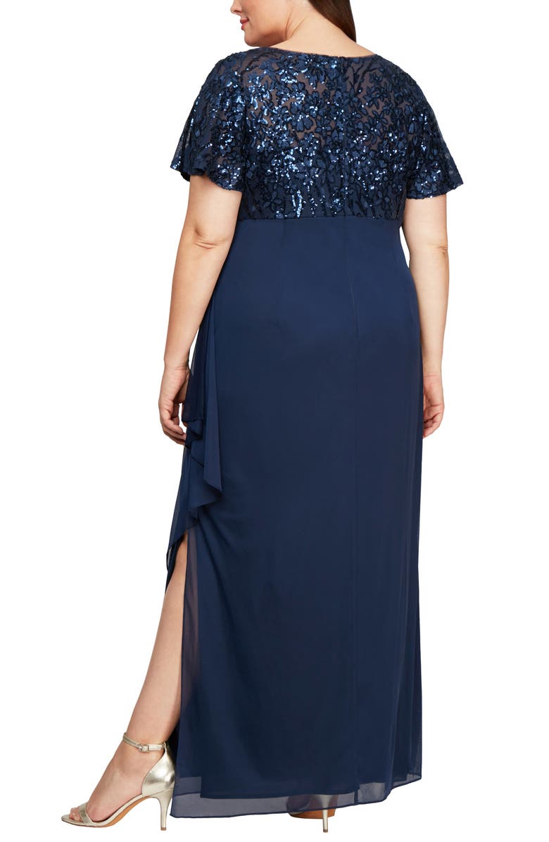 Alex Evenings Empire Waist Evening Gown, Alternate, color,