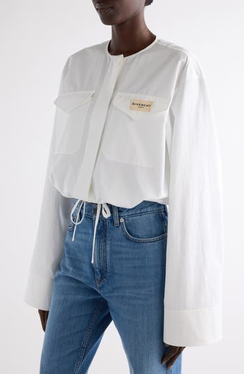 Utility Cotton Poplin Crop Shirt
