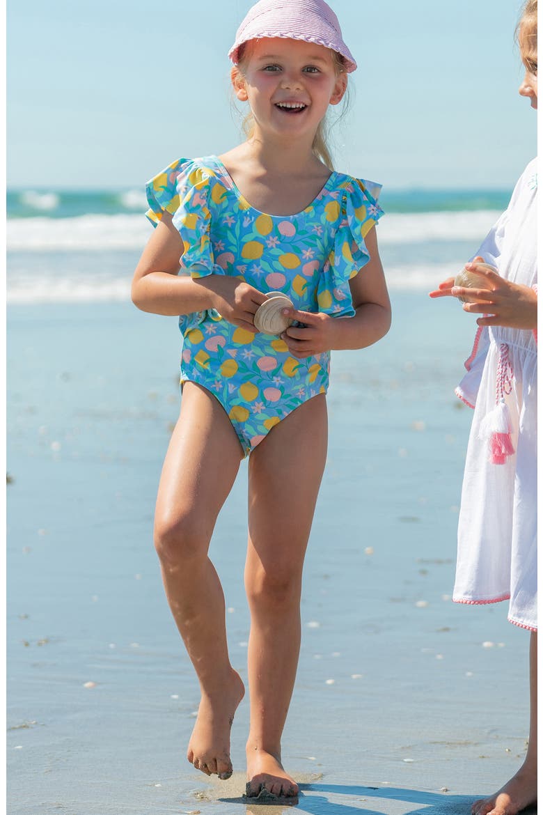 Wide Frill One-Piece Swimsuit, Alternate, color, BLUE MULTI