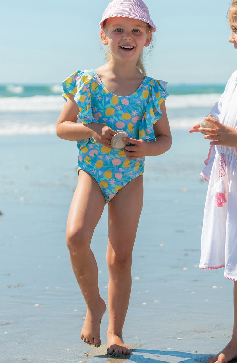 Snapper Rock Wide Frill One-Piece Swimsuit, Alternate, color, Blue Multi