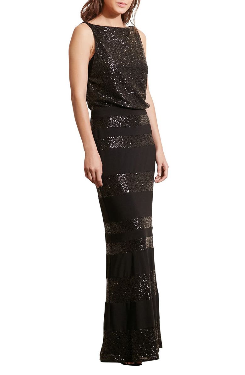 Lauren Ralph Lauren Sequin Mesh Blouson Gown, Main, color,