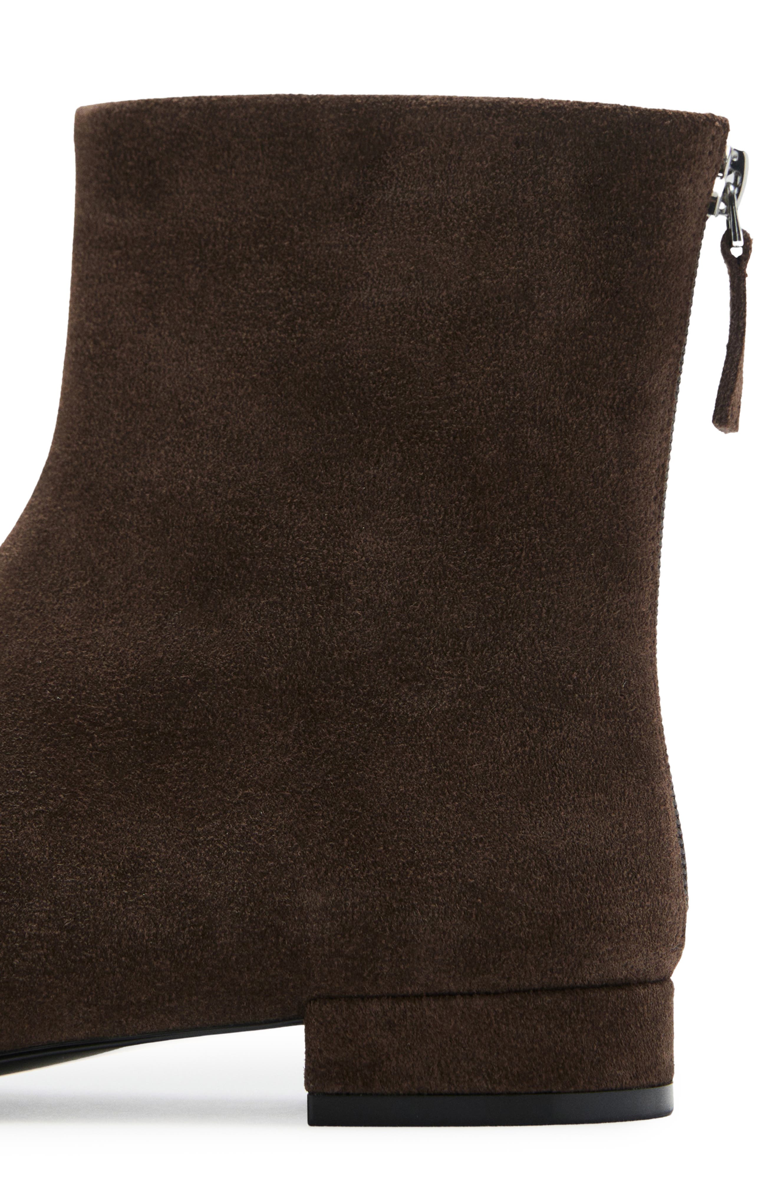 MANGO Round Toe Ankle Bootie, Alternate, color, Chocolate