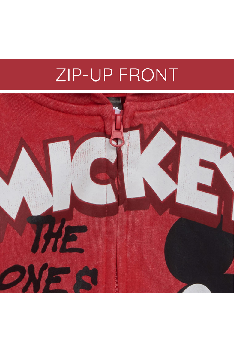 Mickey Mouse Fleece Zip-Up Hoodie, Alternate, color, Acid Wash Red Mickey
