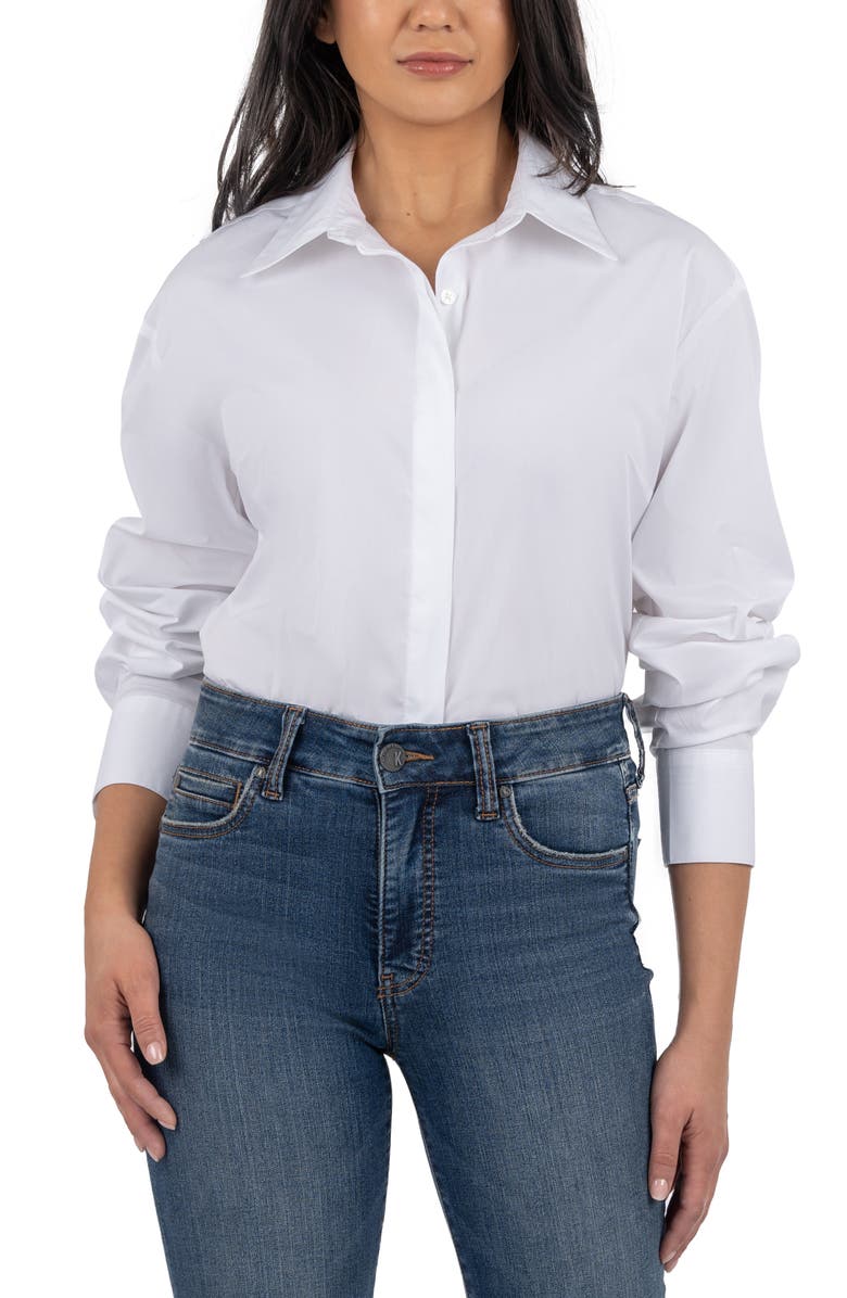 KUT from the Kloth Alara Fitted Cotton Button-Up Shirt, Alternate, color, 