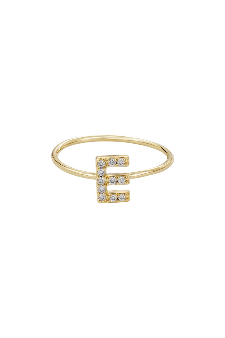 Pavé CZ Initial Charm Ring, Main, color, GOLD -E