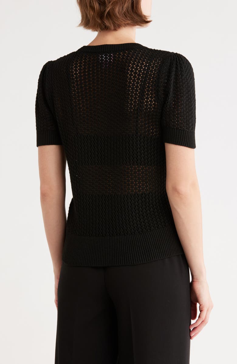 Muse Pointelle Knt Short Sleeve Sweater, Alternate, color, Black