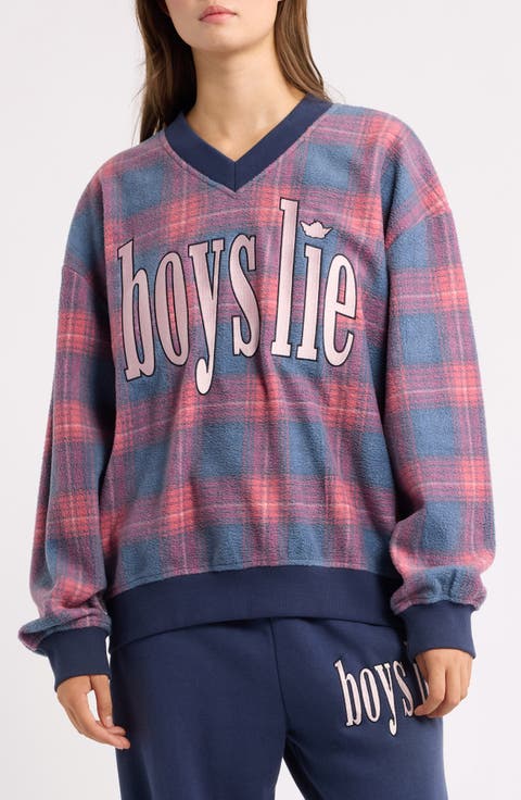 Kelly Hayley Graphic Plaid V-Neck Sweatshirt