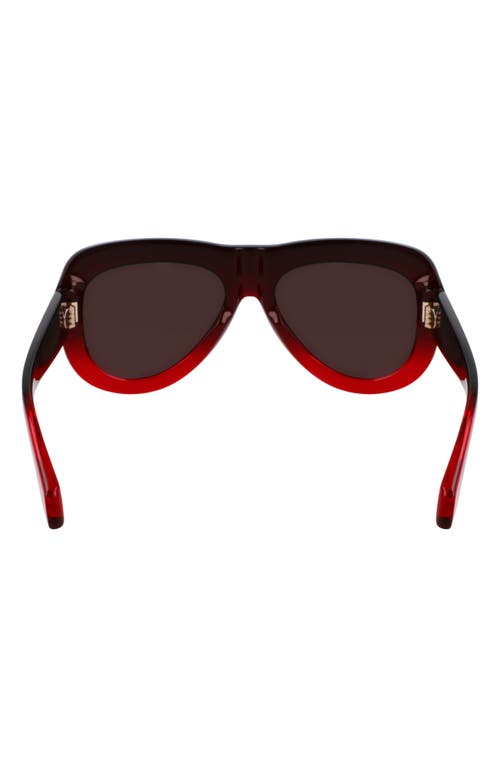Ferragamo Rivets 57mm Aviator Sunglasses In Gradient Transparent Dark Red
