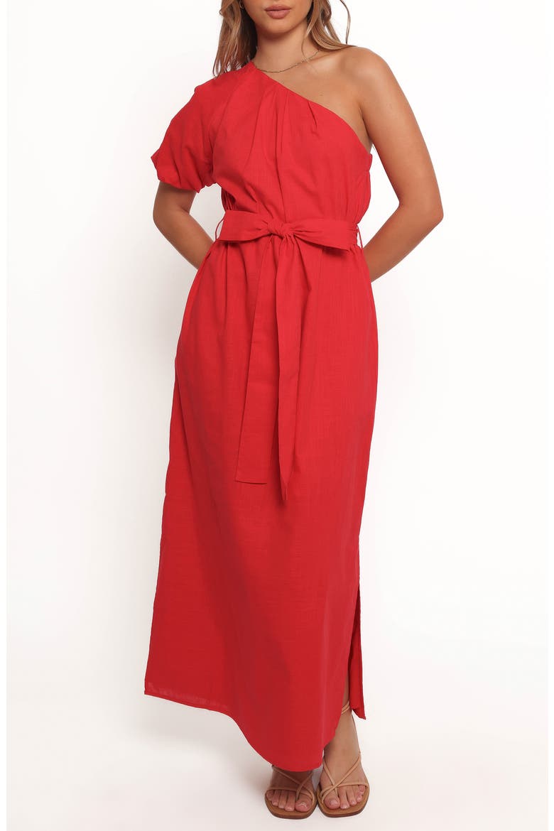 Roma One-Shoulder Dress, Main, color, RED