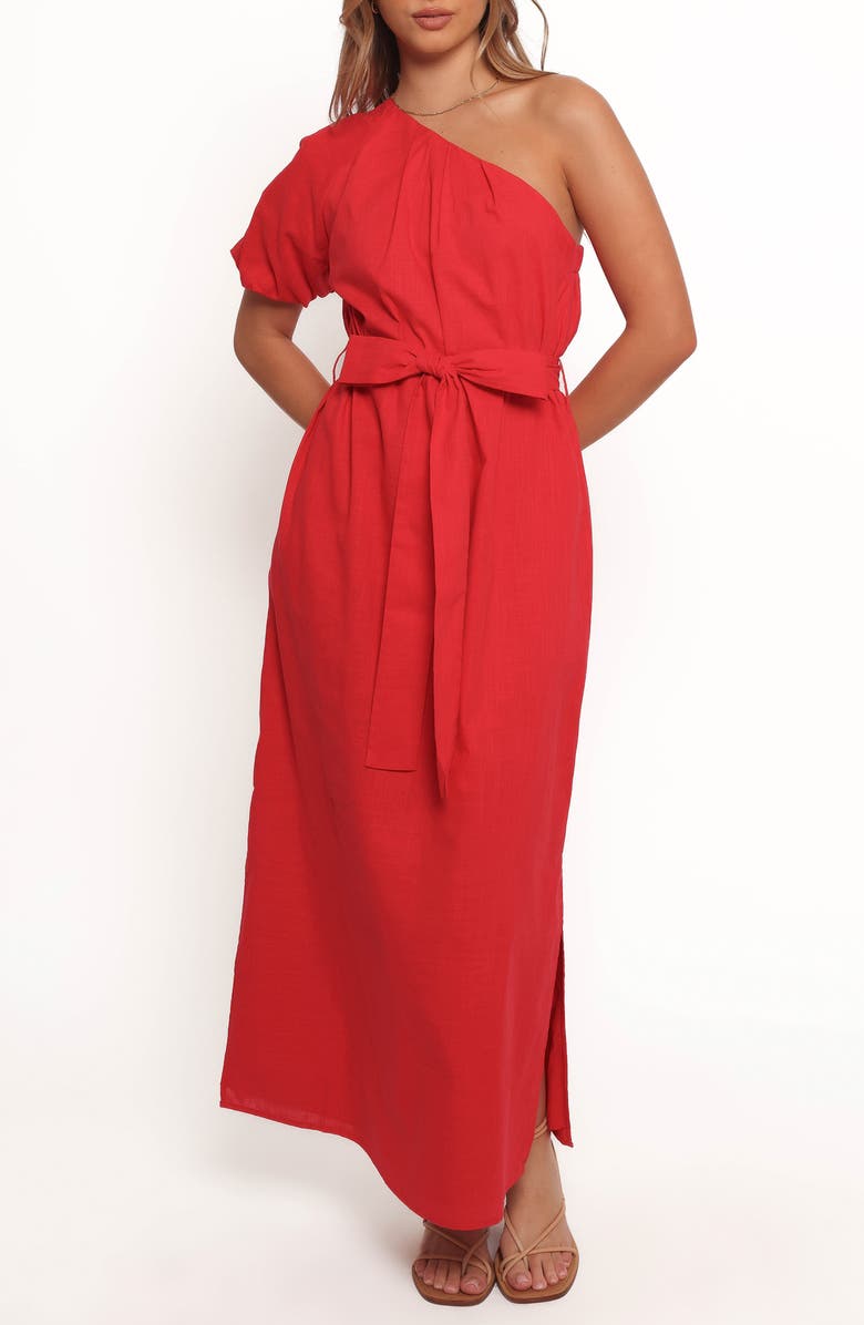 Petal & Pup Roma One-Shoulder Dress, Main, color, Red