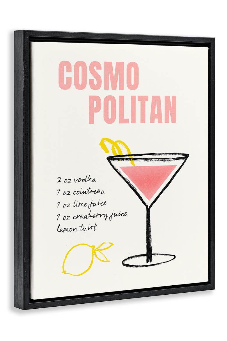 Cosmopolitan Drink Recipe Framed Canvas Wall Art, Alternate, color, PINK
