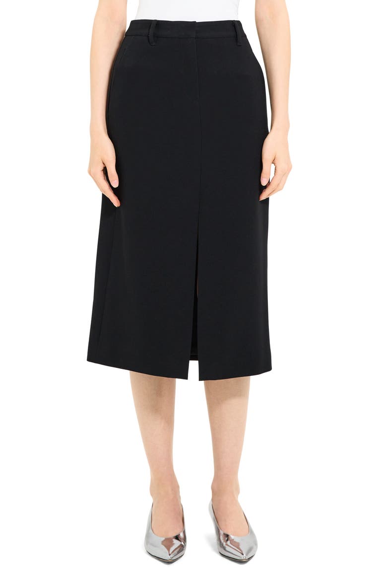 Front Vent A-Line Skirt, Main, color, BLACK
