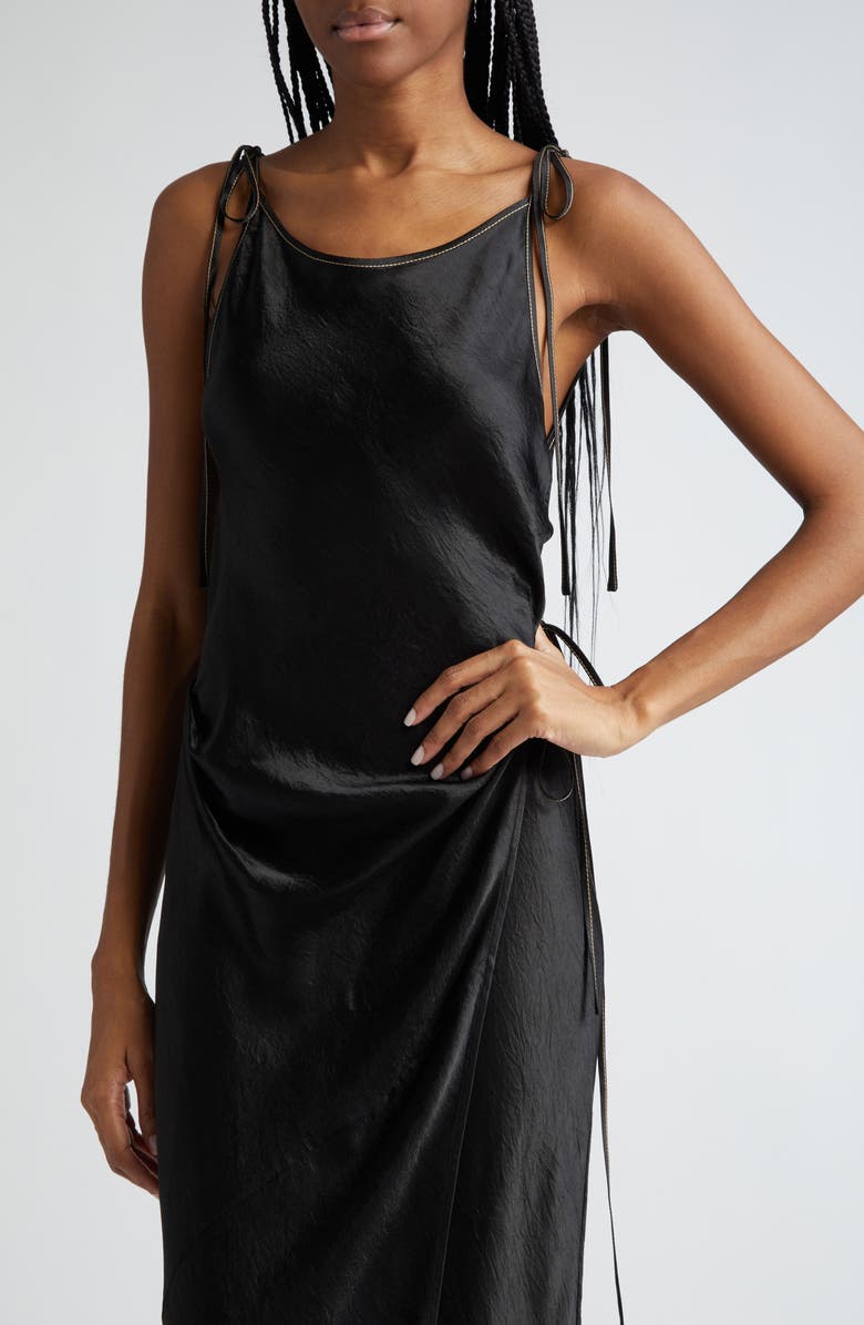 Acne Studios Dayla Textured Satin Dress, Alternate, color, 