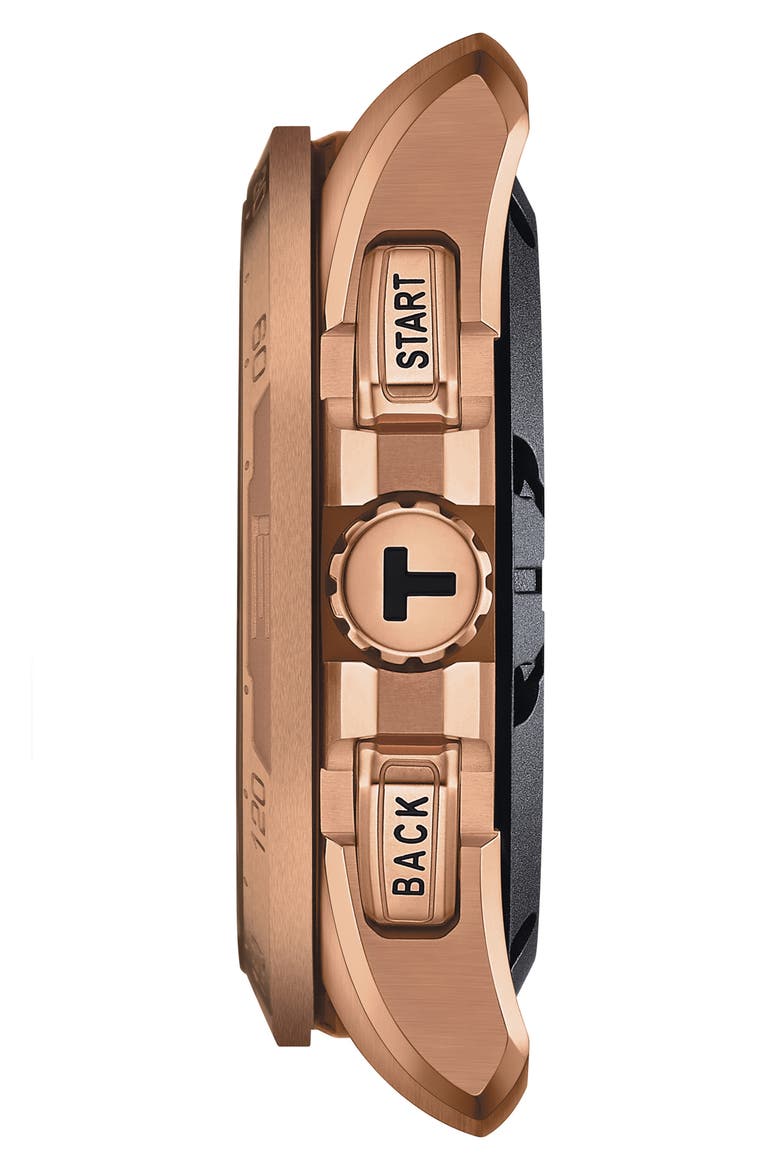 T-Touch Connect Solar Smart Leather Strap Watch, 47.5mm, Alternate, color, ROSE GOLD