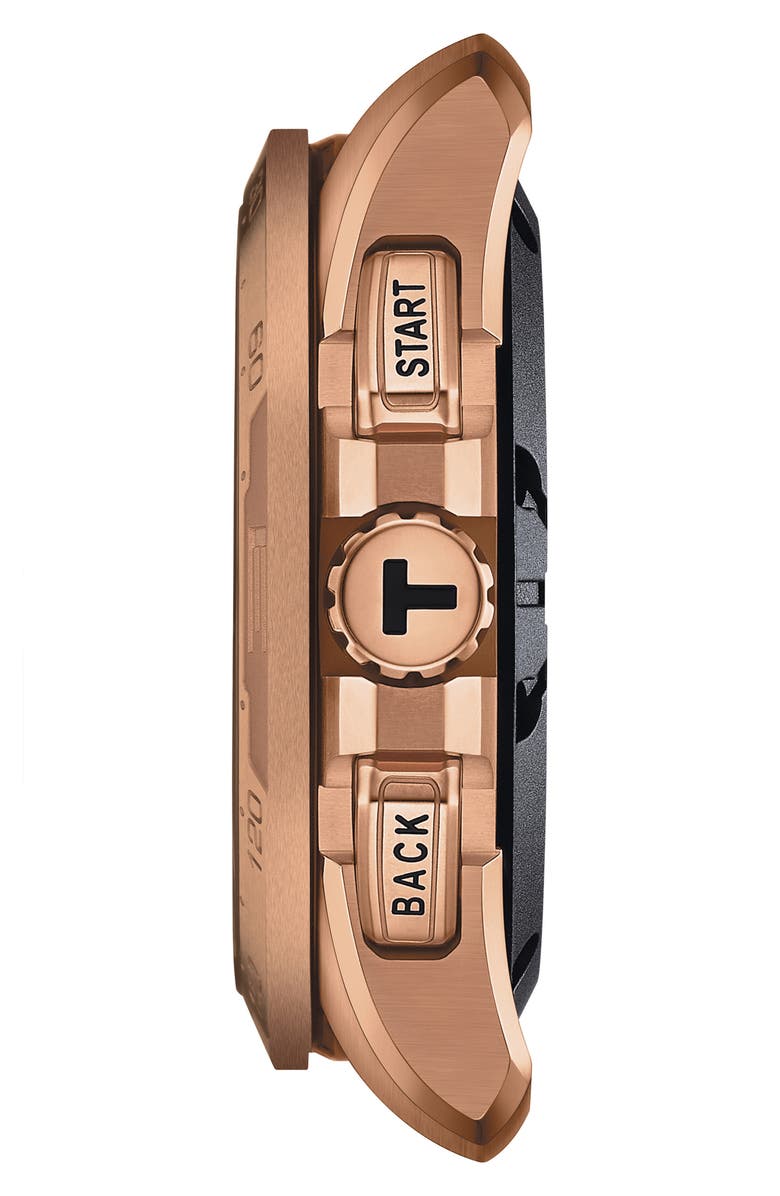 Tissot T-Touch Connect Solar Smart Leather Strap Watch, 47.5mm, Alternate, color, Rose Gold