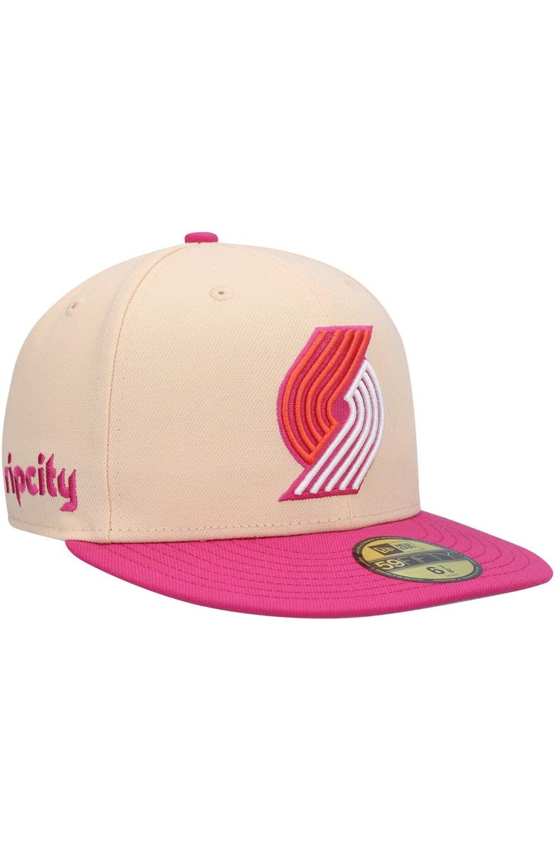 New Era Men's New Era Orange/Pink Portland Trail Blazers Passion Mango 59FIFTY Fitted Hat, Main, color, 