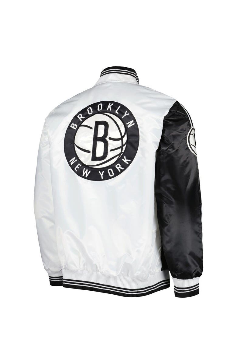 STARTER Men's Starter Black/White Brooklyn Nets Fast Break Satin Full-Snap Jacket, Alternate, color, Black
