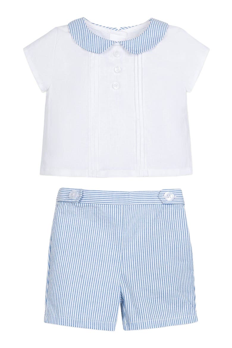 Baby Peter Pan Shirt and Short Set, Infant, Alternate, color, Blue Seersucker