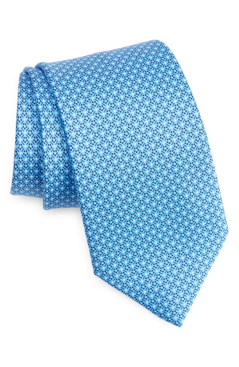 ZEGNA TIES Micro Floral Silk Tie, Main, color, Light Blue