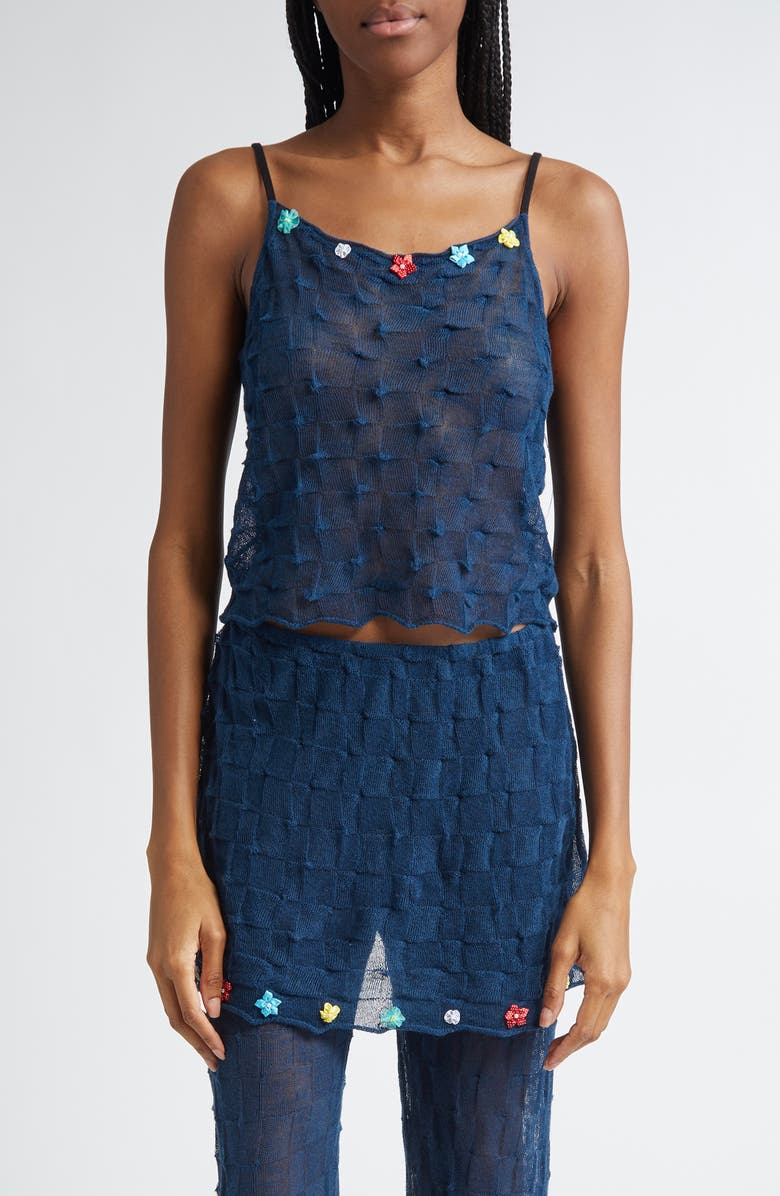 YanYan Borlor Floral Ribbon Wool Camisole, Main, color, 