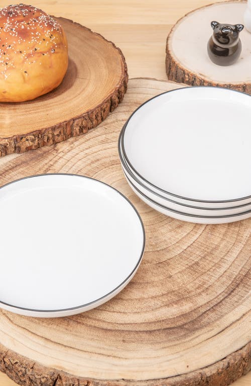 Bia Cordon Bleu Set Of 4 Salad Plates In White W/black