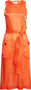 Saint Laurent Button Back Belted Nylon Dress